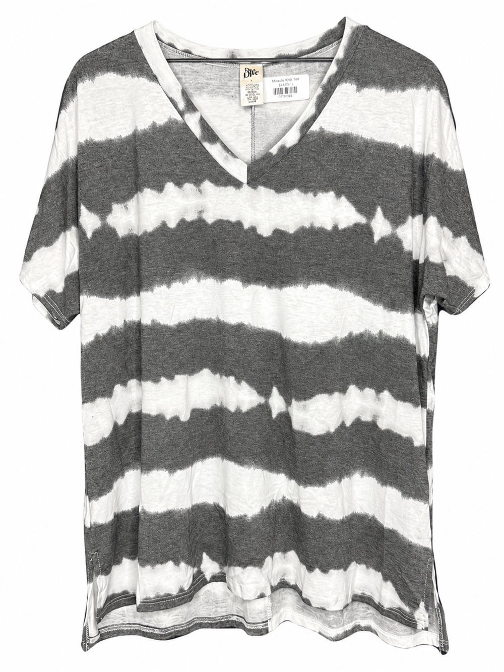 Sew In Love Gray & White Tie-Dye V-Neck Short Sleeve Tee